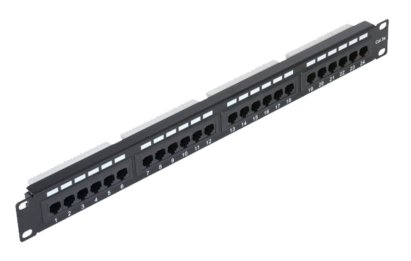 Патч-Панель 19" Netlan, 24 гнезда RJ-45, CAT5e, неэкранированная, черная
