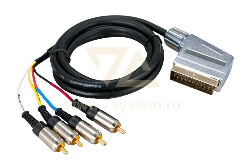 Шнур SCART - 4 RCA GOLD металл Rexant, премиум, 1.5 м