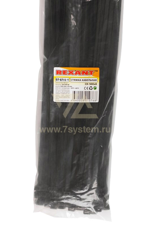 Хомут 700 мм x 9 мм Rexant, черный, 100 шт