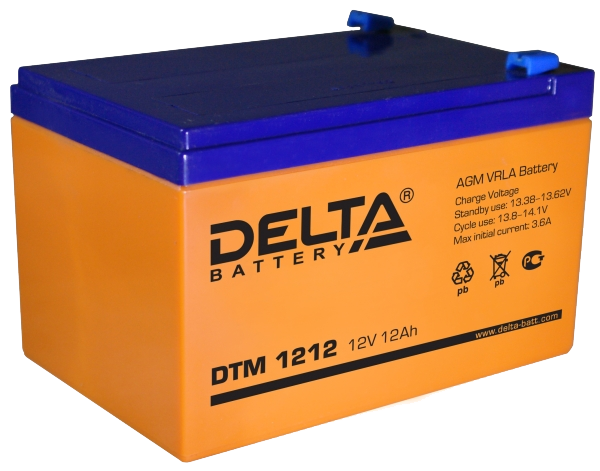 Батарея аккумуляторная DTM 1212 Delta 12В, 12 Ач
