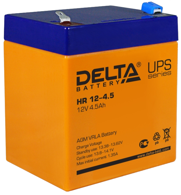 Батарея аккумуляторная HR 12-4.5 Delta 12В, 4.5 Ач