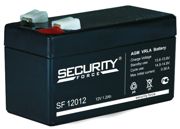 Батарея аккумуляторная SF 12012 Security Force, 12 В, 1.2 А.ч