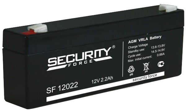 Батарея аккумуляторная SF 12022 Security Force, 12 В, 2.2 А.ч