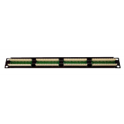 Патч-Панель 19" RIPO, 24 гнезда RJ-45, 1U, CAT5e, универсальная, неэкранированная, черная - 