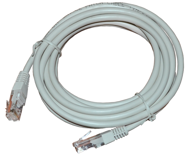 Патчкорд UTP 2 м Rexant, CAT5е, серый, литой