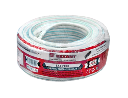 Кабель SAT 703 B Cu/Cu Rexant, белый, 20 м
